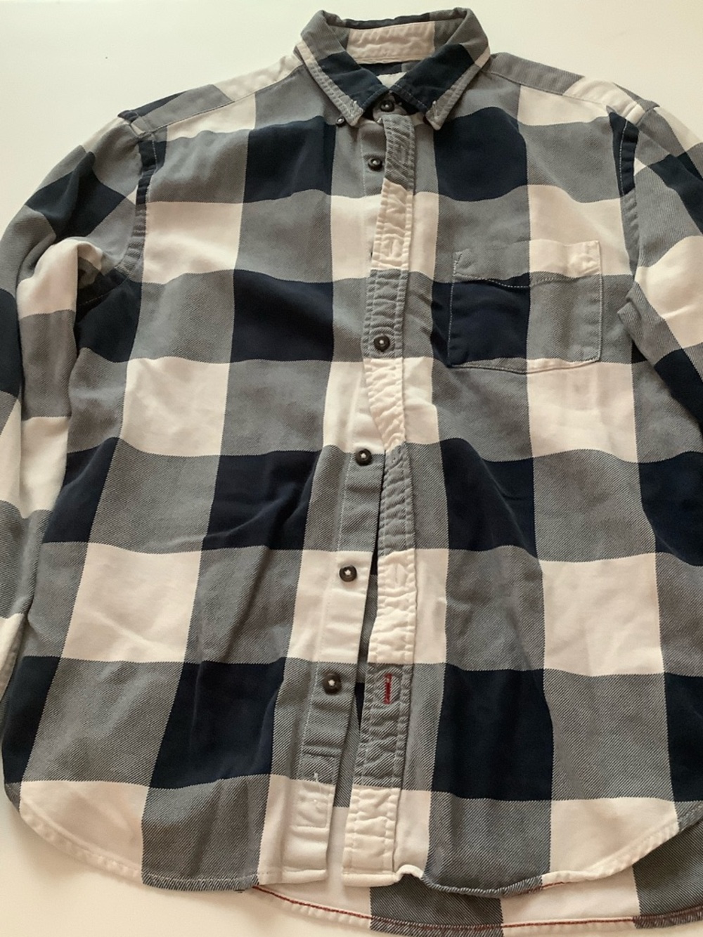 Boden Men's Navy, Gray and White Large-Check Button-Down Shirt